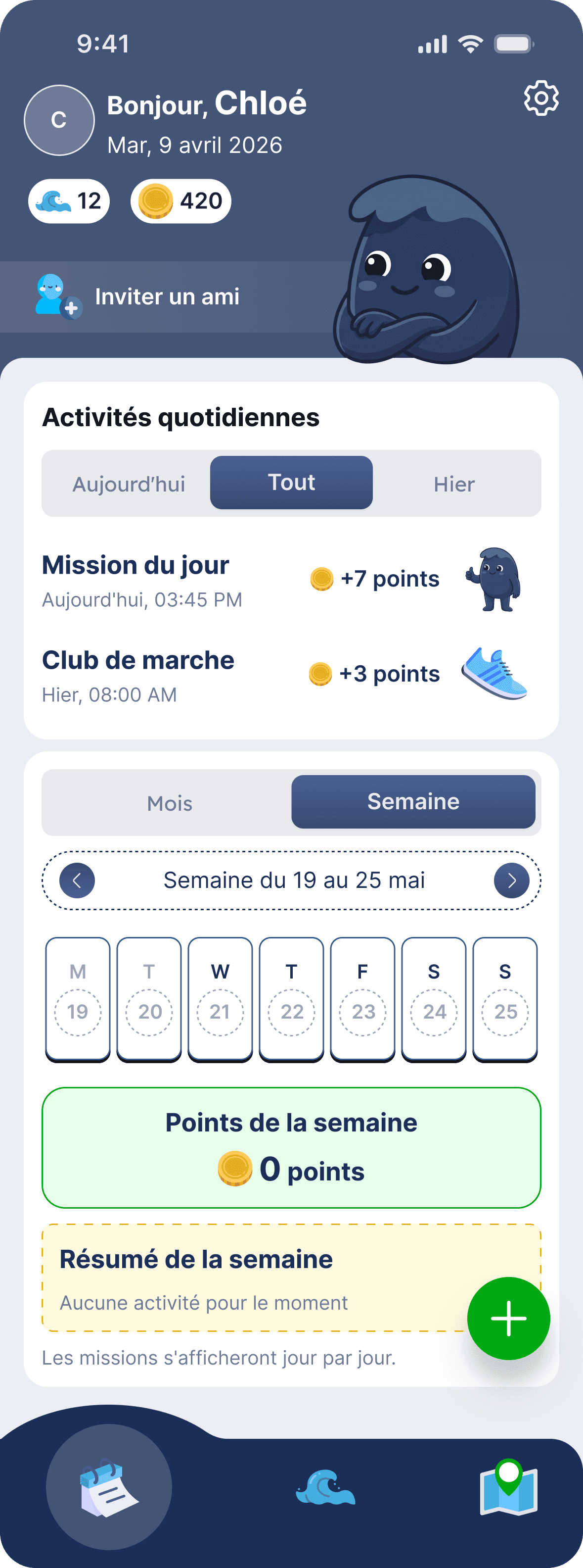Vue semaine de l'agenda dans KAPP
